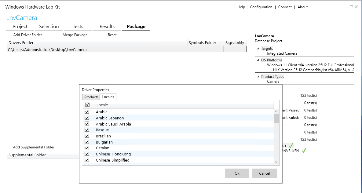 Add Driver Folder 后，在 Driver Properties 中全选 Products 和 Locales